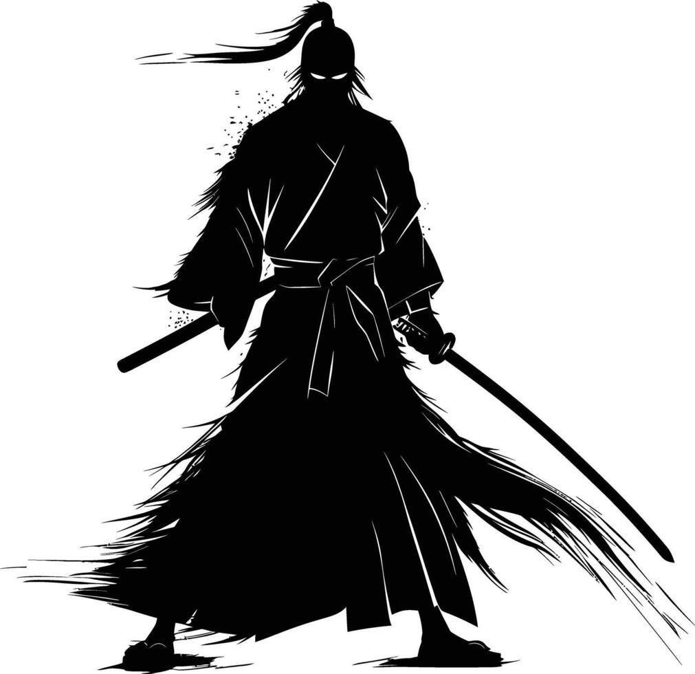 ai generiert Silhouette japanisch Shogun Krieger schwarz Farbe nur vektor