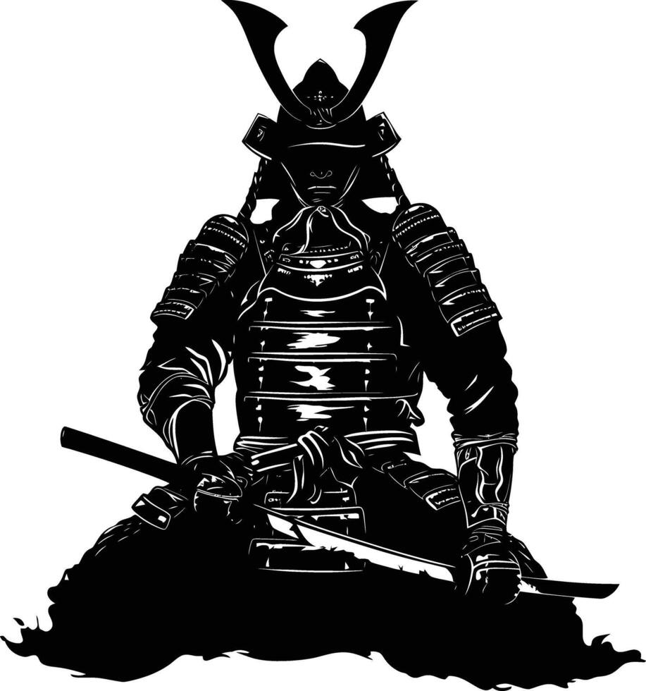 ai generiert Silhouette japanisch Shogun Krieger schwarz Farbe nur vektor