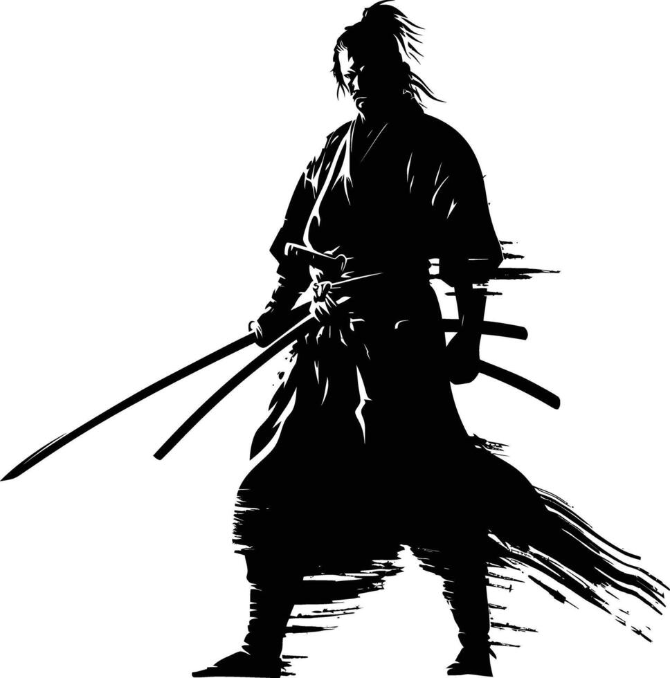 ai generiert Silhouette japanisch Shogun Krieger schwarz Farbe nur vektor