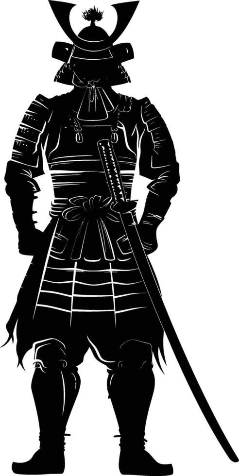ai generiert Silhouette japanisch Shogun Krieger schwarz Farbe nur vektor