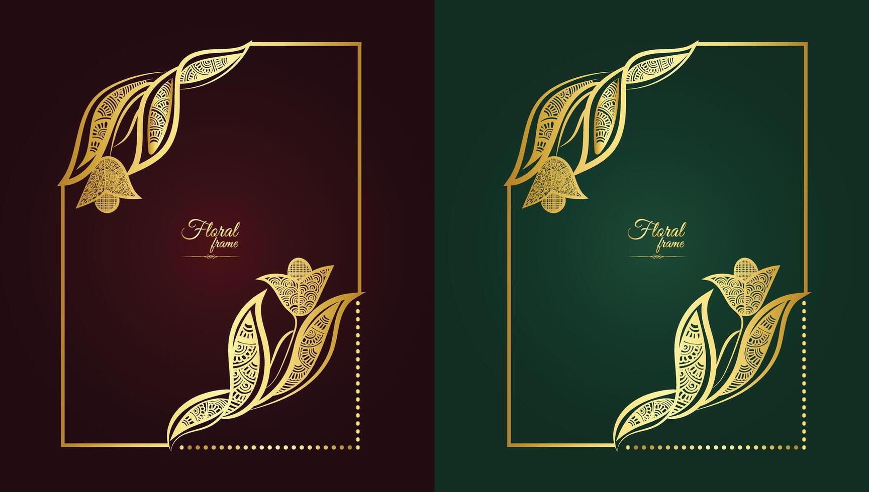 Blume dekorativ Gold Frames und Luxus Blumen- Rahmen vektor