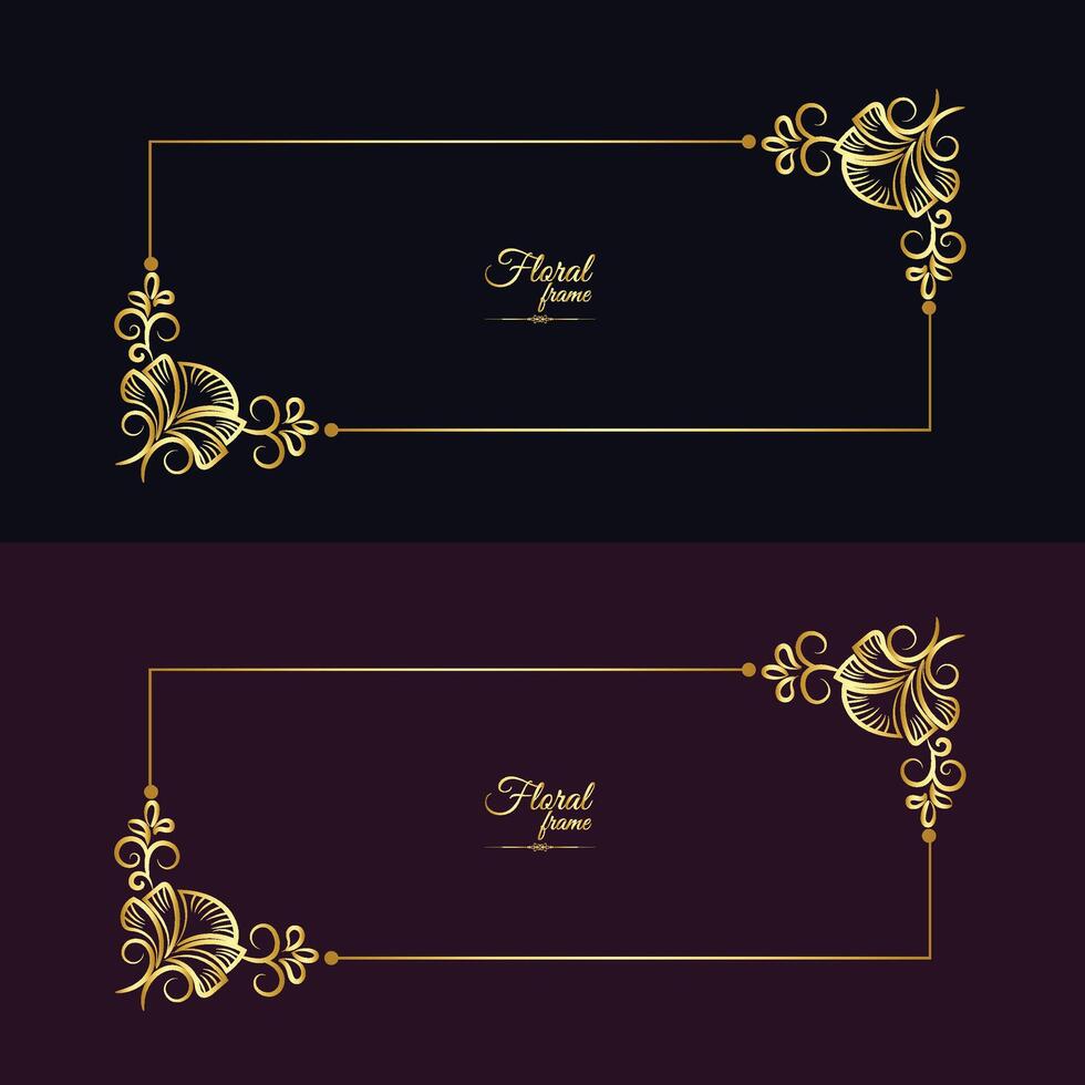 golden Rand warm Farbe Rand Rahmen Bild Rahmen Gold und Luxus Blumen- Rahmen vektor