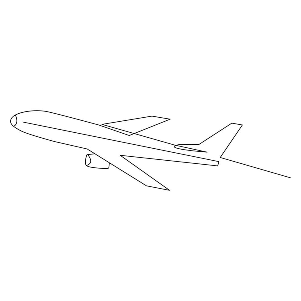 kontinuierlich Linie Zeichnung von Flugzeug. einer Linie Zeichnung von das Hände von ein schwarz und Weiß Hintergrund vektor