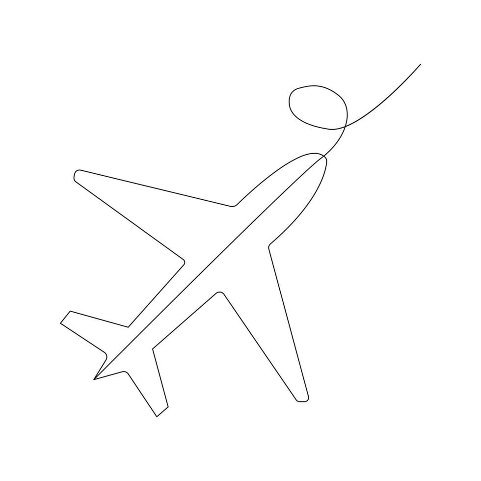kontinuerlig linje teckning av flygplan. ett linje teckning från de händer av en svart och vit bakgrund vektor