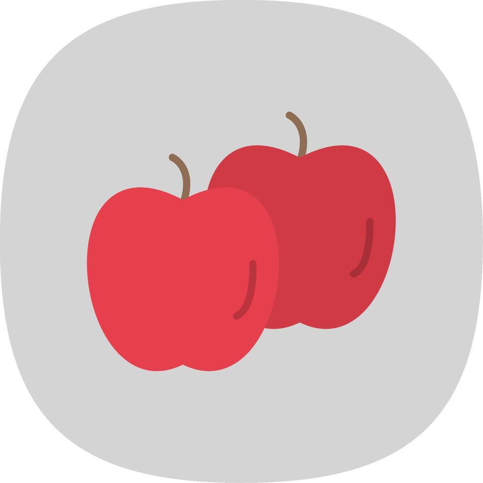 äpplen platt kurva ikon vektor