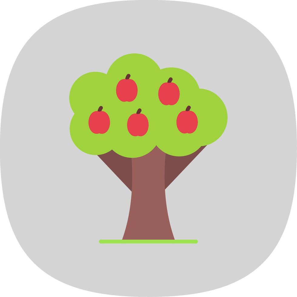 frukt träd platt kurva ikon vektor
