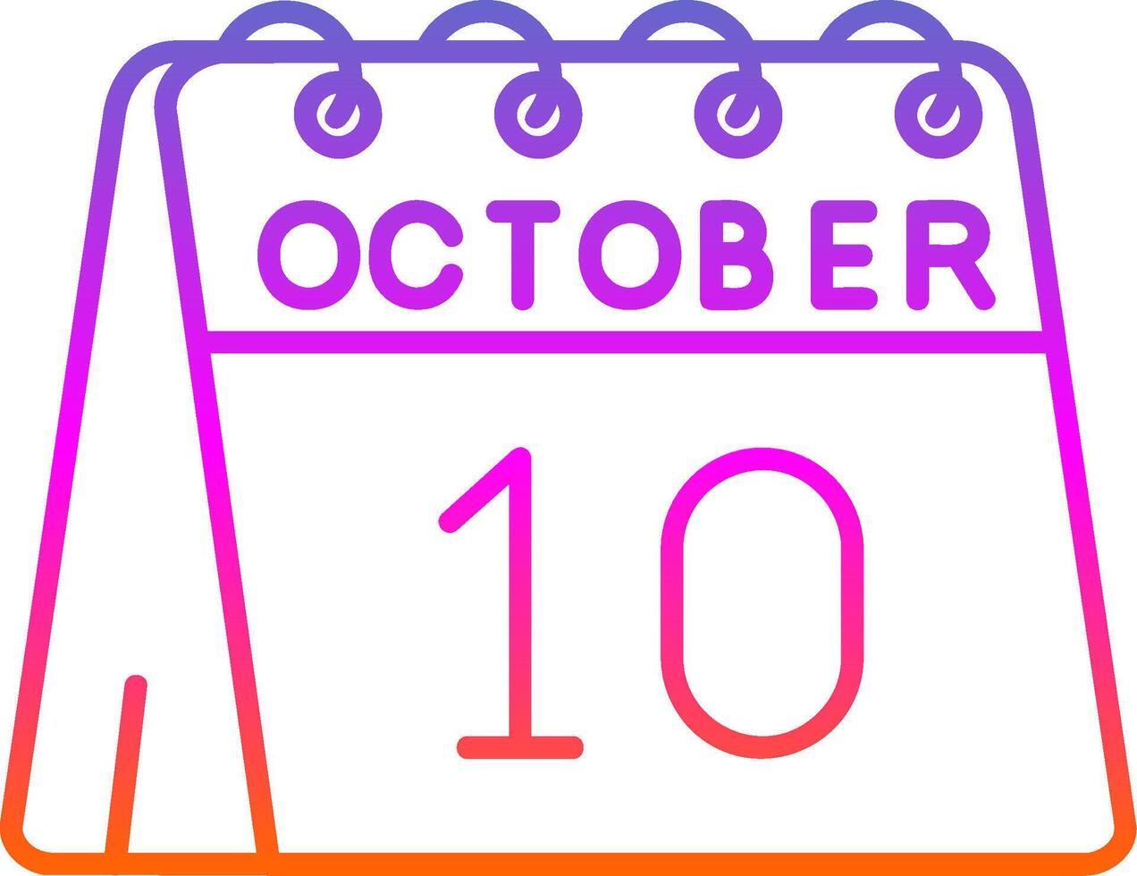 10:e av oktober linje lutning ikon vektor