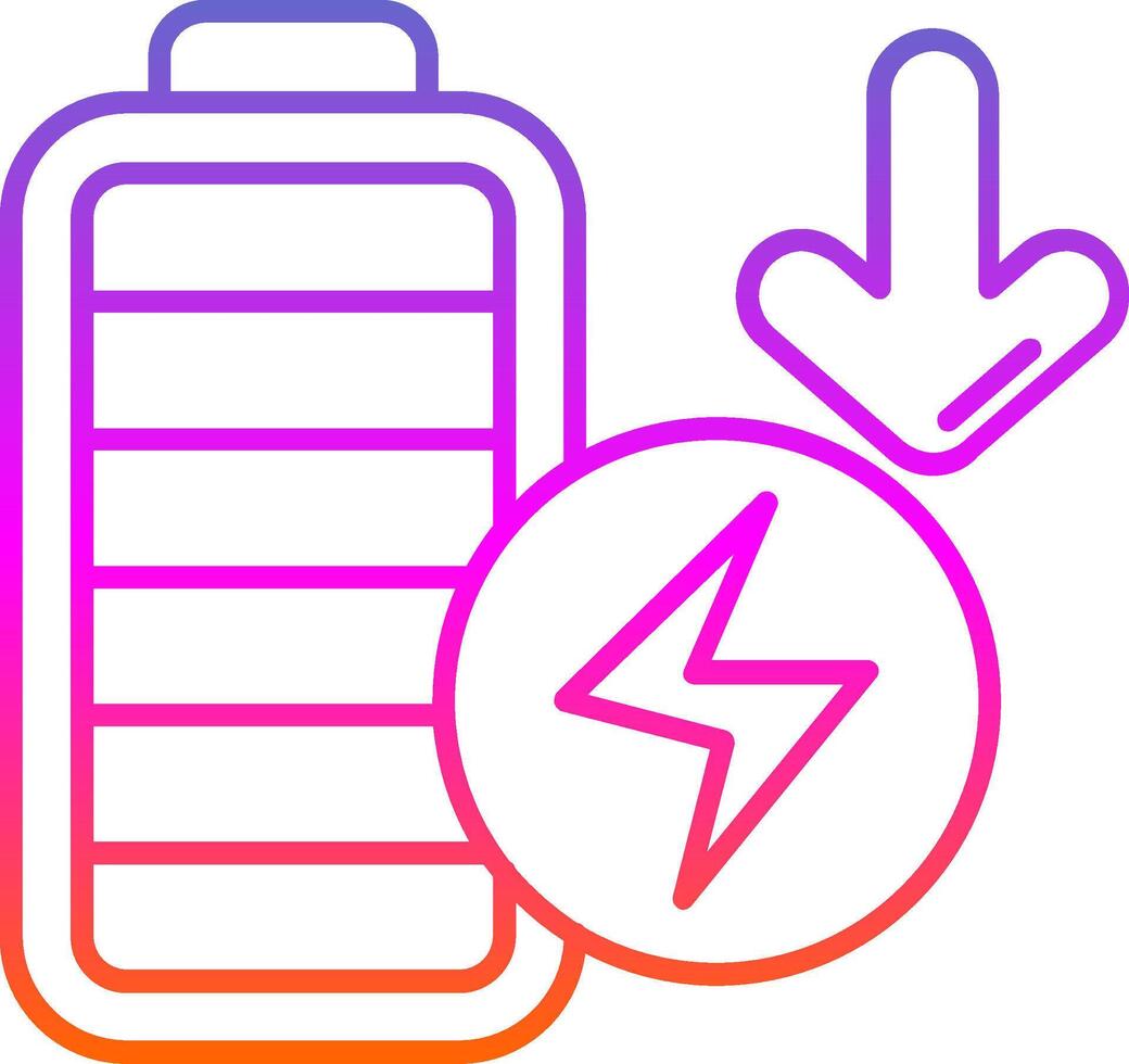 niedrig Batterie Linie Gradient Symbol vektor