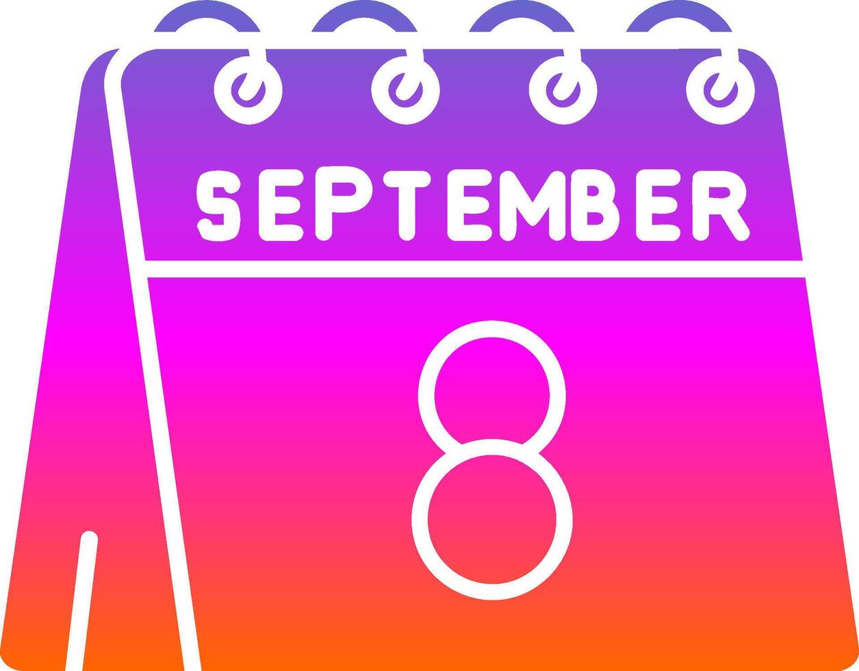 8 .. von September Glyphe Gradient Symbol vektor