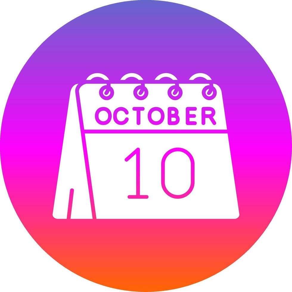 10:e av oktober glyf lutning cirkel ikon vektor
