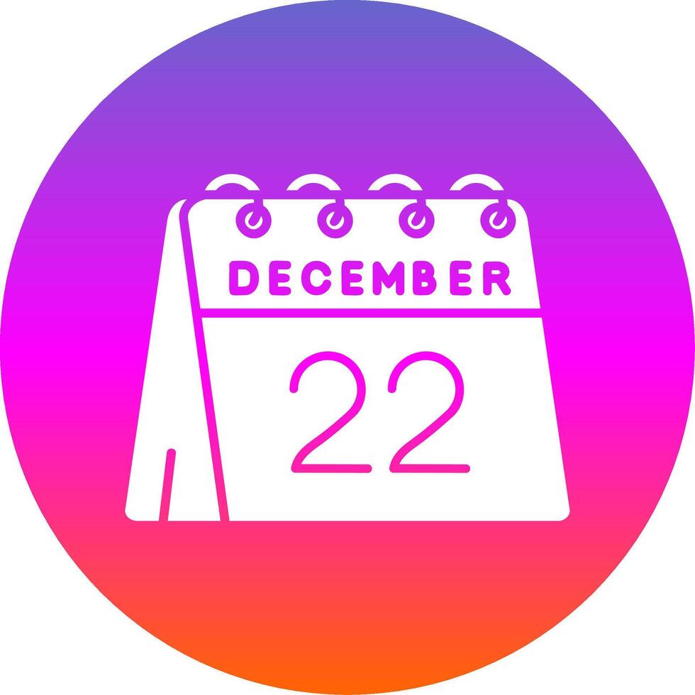 22 von Dezember Glyphe Gradient Kreis Symbol vektor