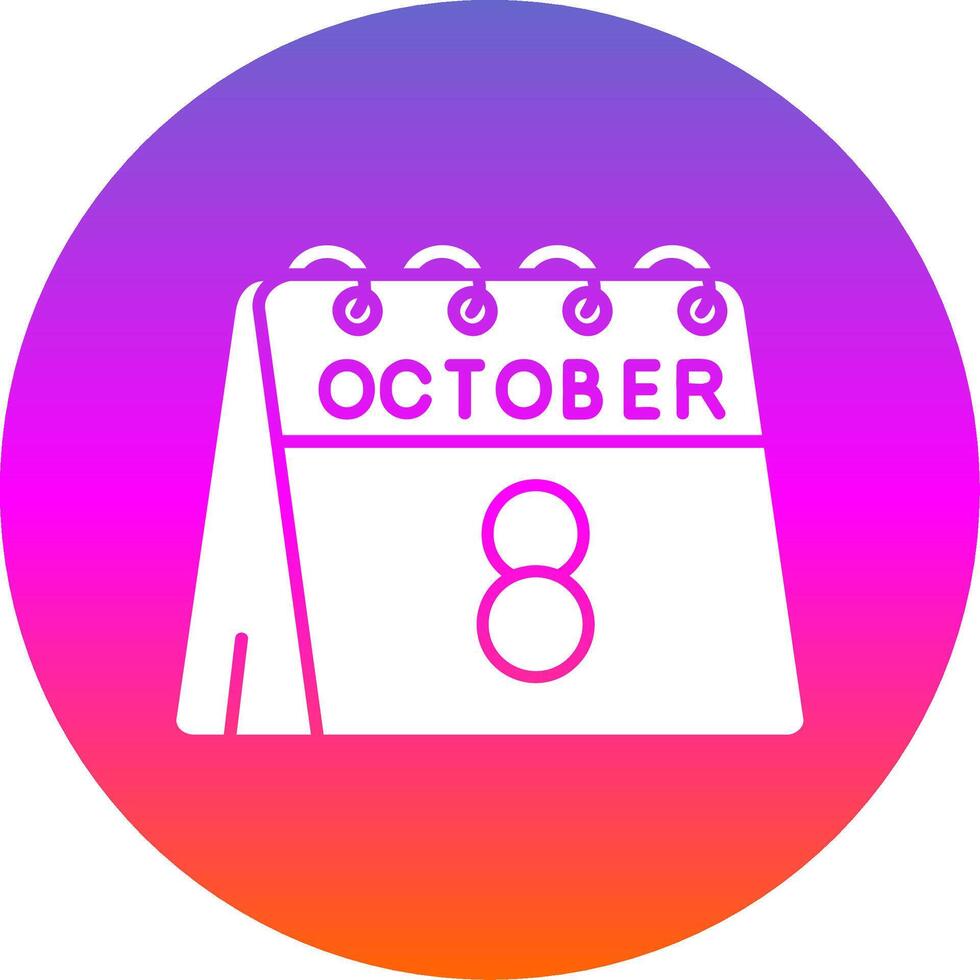 8:e av oktober glyf lutning cirkel ikon vektor