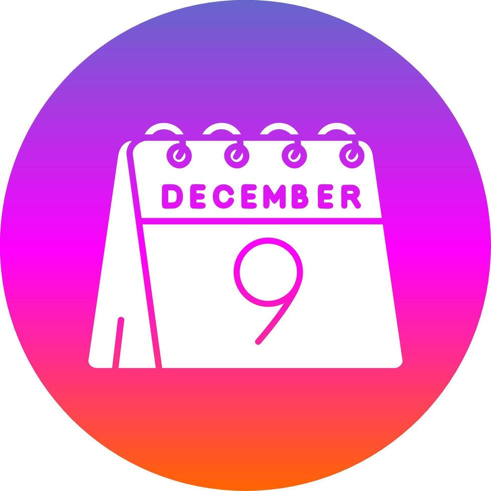 9:e av december glyf lutning cirkel ikon vektor