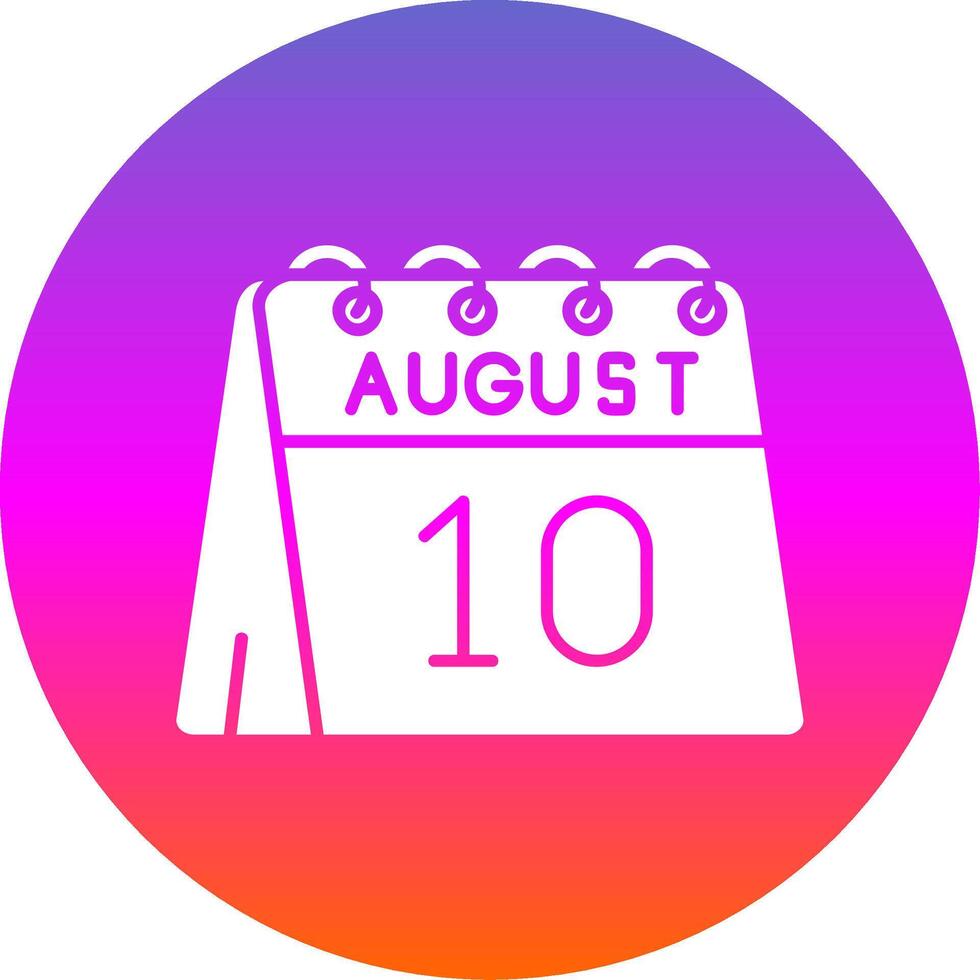 10:e av augusti glyf lutning cirkel ikon vektor