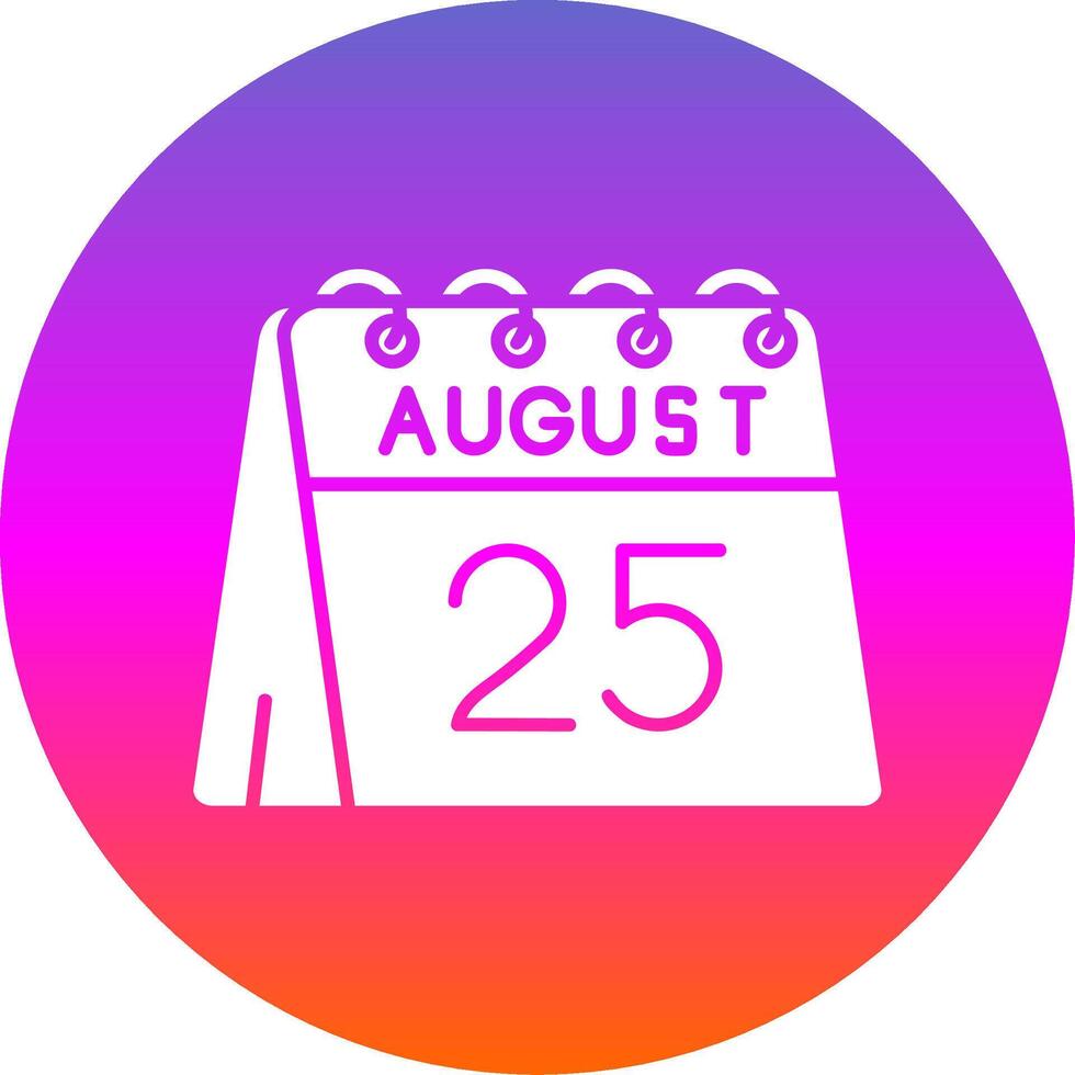 25:e av augusti glyf lutning cirkel ikon vektor