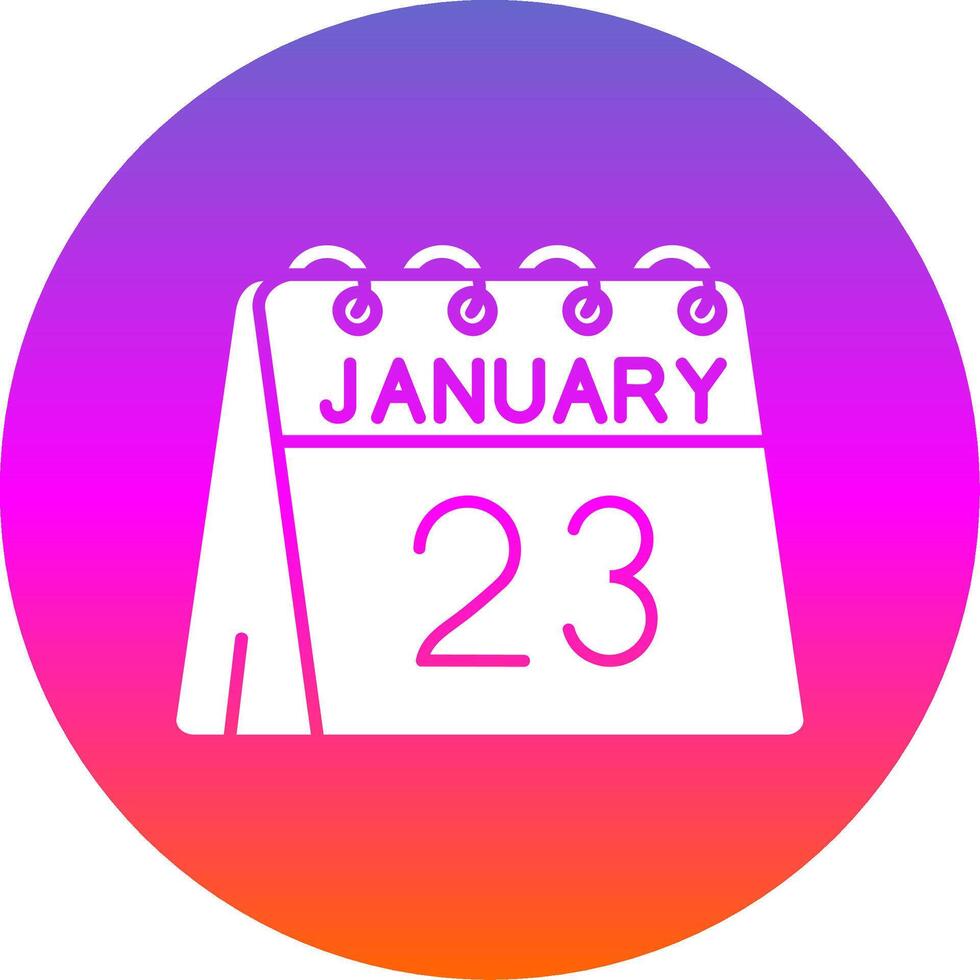 23: e av januari glyf lutning cirkel ikon vektor