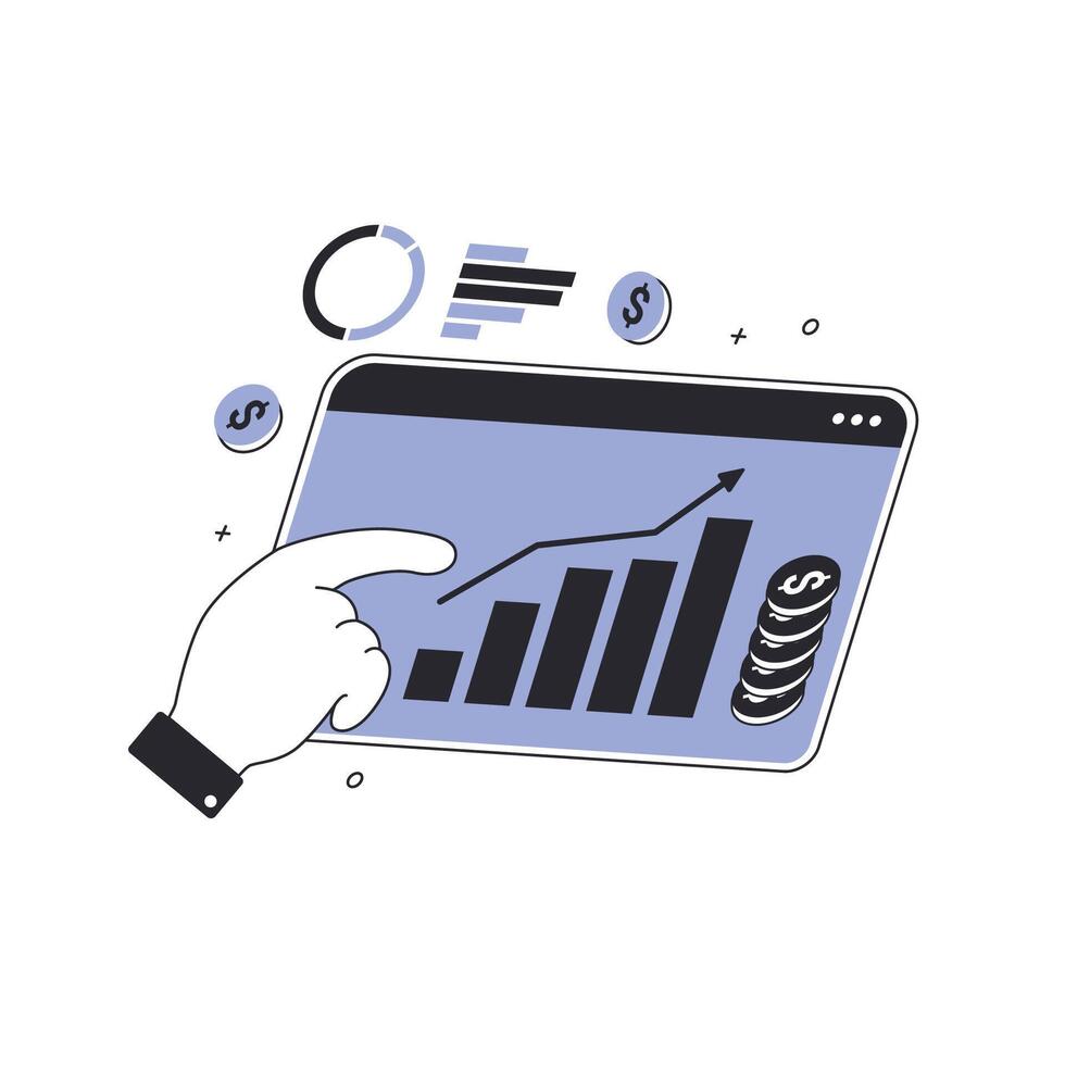 Finanzen Performance von Rückkehr von Investition und profitieren Wachstum Spanne Einnahmen vektor