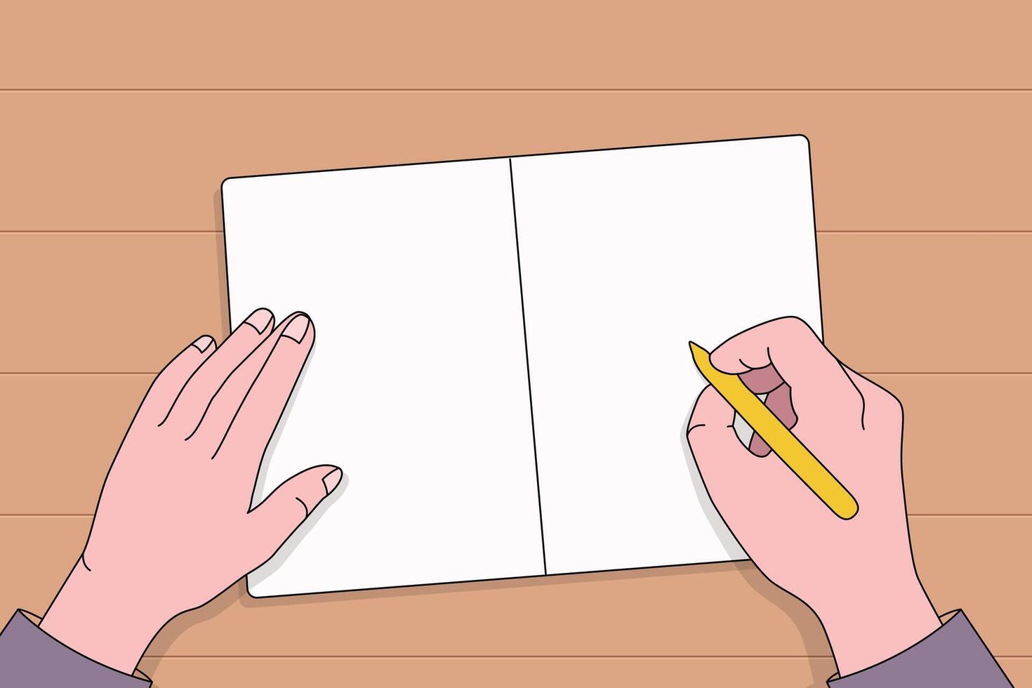 Hand Schreiben etwas mit ein Stift auf ein Checkliste Hinweis Papier. Hand gezeichnet Stil Vektor Illustration
