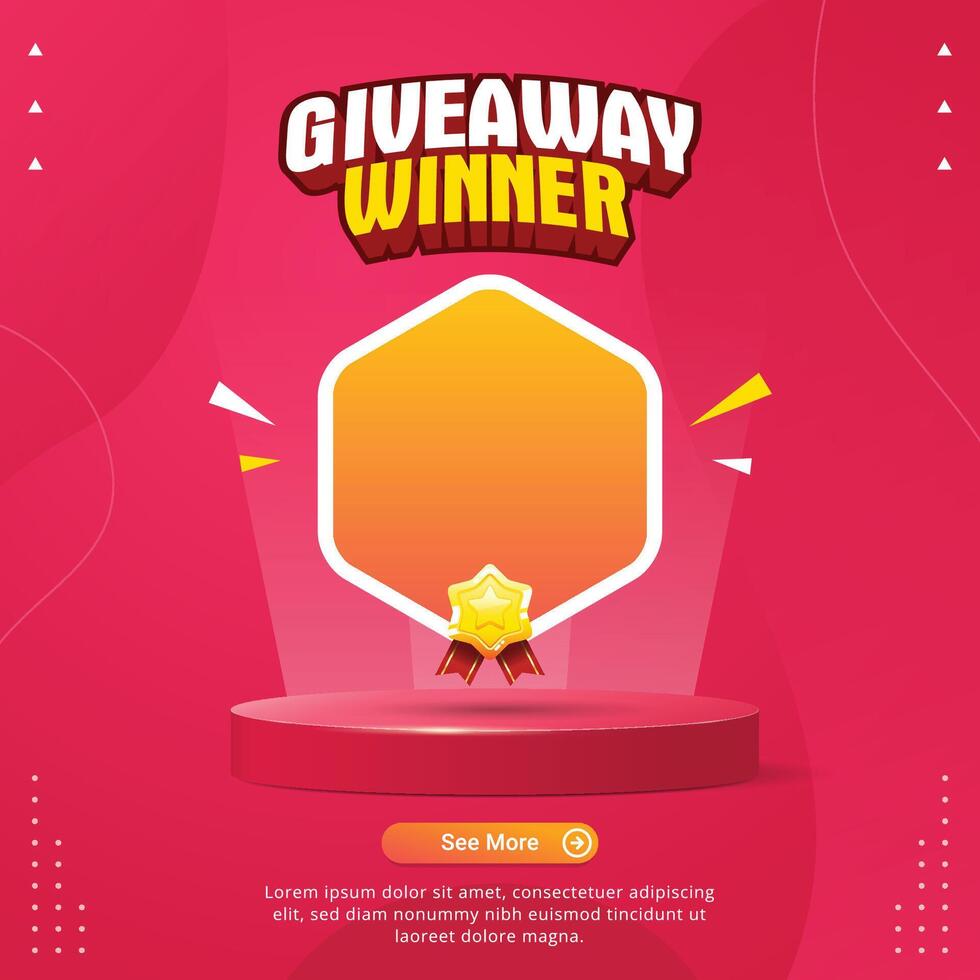 Giveaway-Gewinner-Banner-Glückwunschgruß für Social-Media-Beitragsvorlage vektor