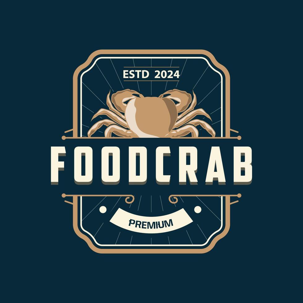 enkel krabba logotyp design vektor retro årgång skaldjur restaurang hav krabba jordbruk mall