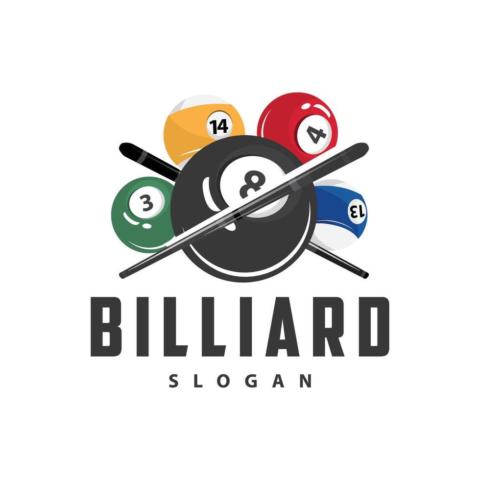 Billard- Logo minimalistisch Design Ball und Stock Symbol Illustration Vorlage vektor