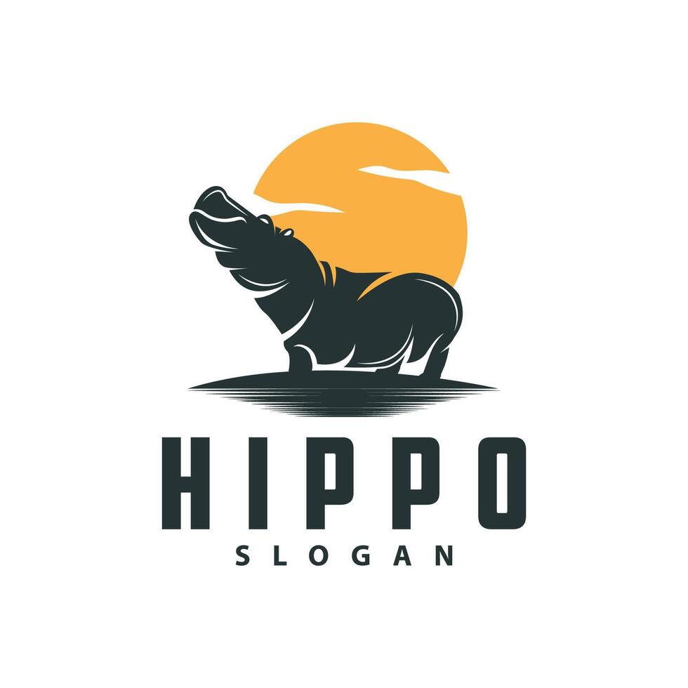flodhäst logotyp vektor enkel silhuett Zoo djur- design varumärke mall illustration