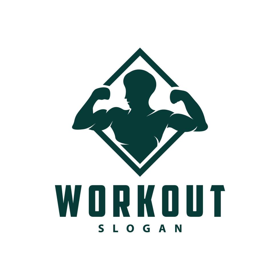 Fitnessstudio Logo Design Jahrgang retro Mensch Silhouette Sport Fitness Bodybuilder einfach elegant vektor