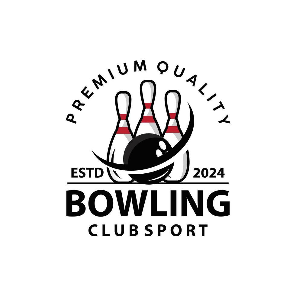 bowling sporter klubb logotyp, bowling boll och stift design vektor turnering mall illustration