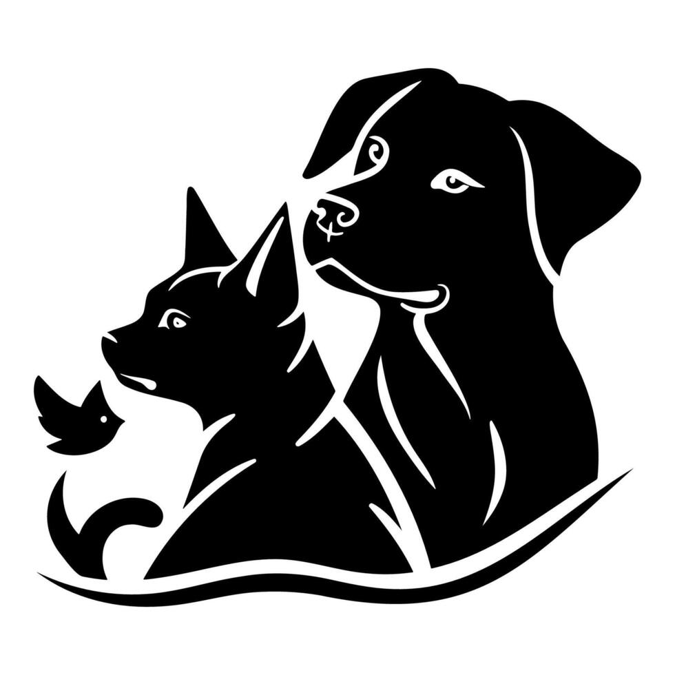 ai genererad enkel katt och hund logotyp. vektor illustration