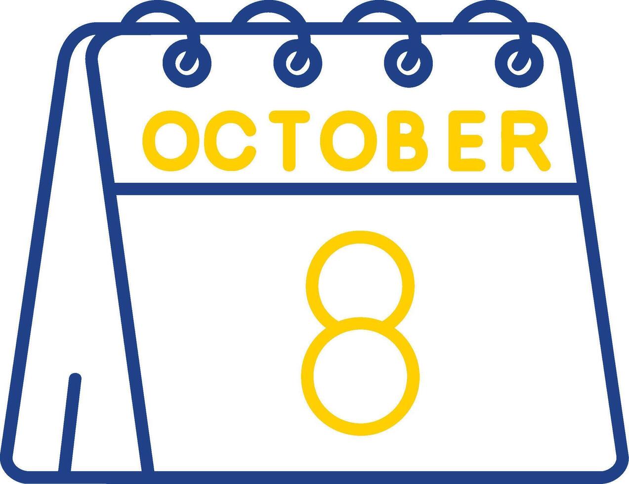 8:e av oktober linje två Färg ikon vektor