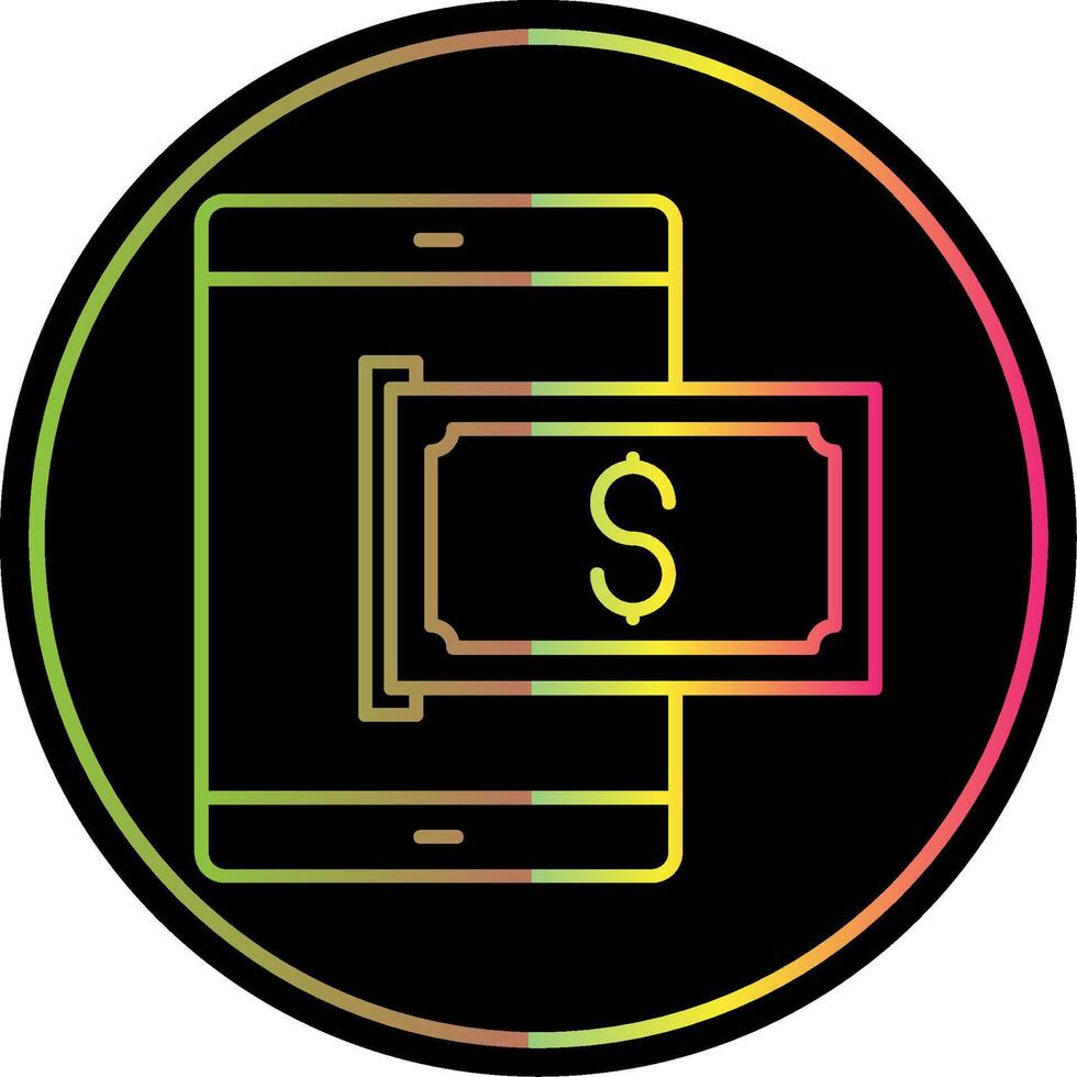 mobil betala linje lutning på grund av Färg ikon vektor