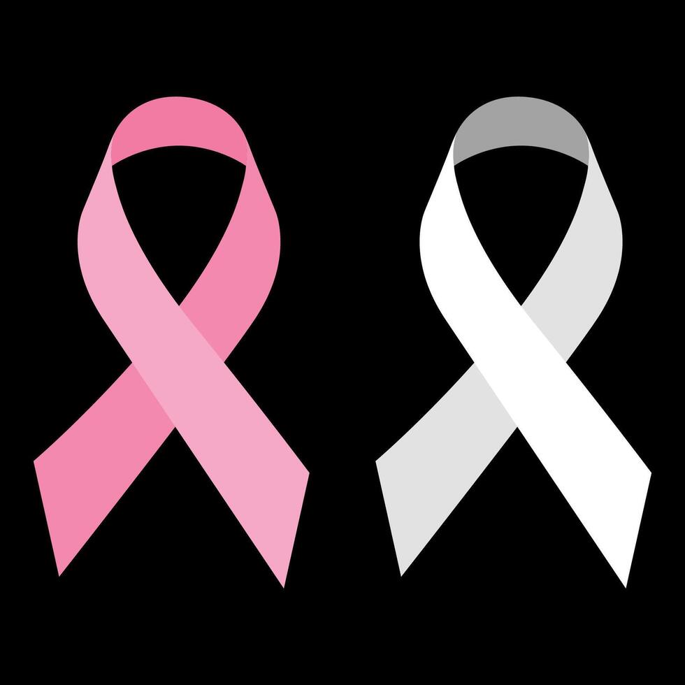 Rosa Band Brust Krebs Illustration, isoliert auf schwarz Hintergrund vektor