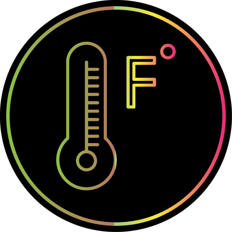 Fahrenheit grader linje lutning på grund av Färg ikon vektor