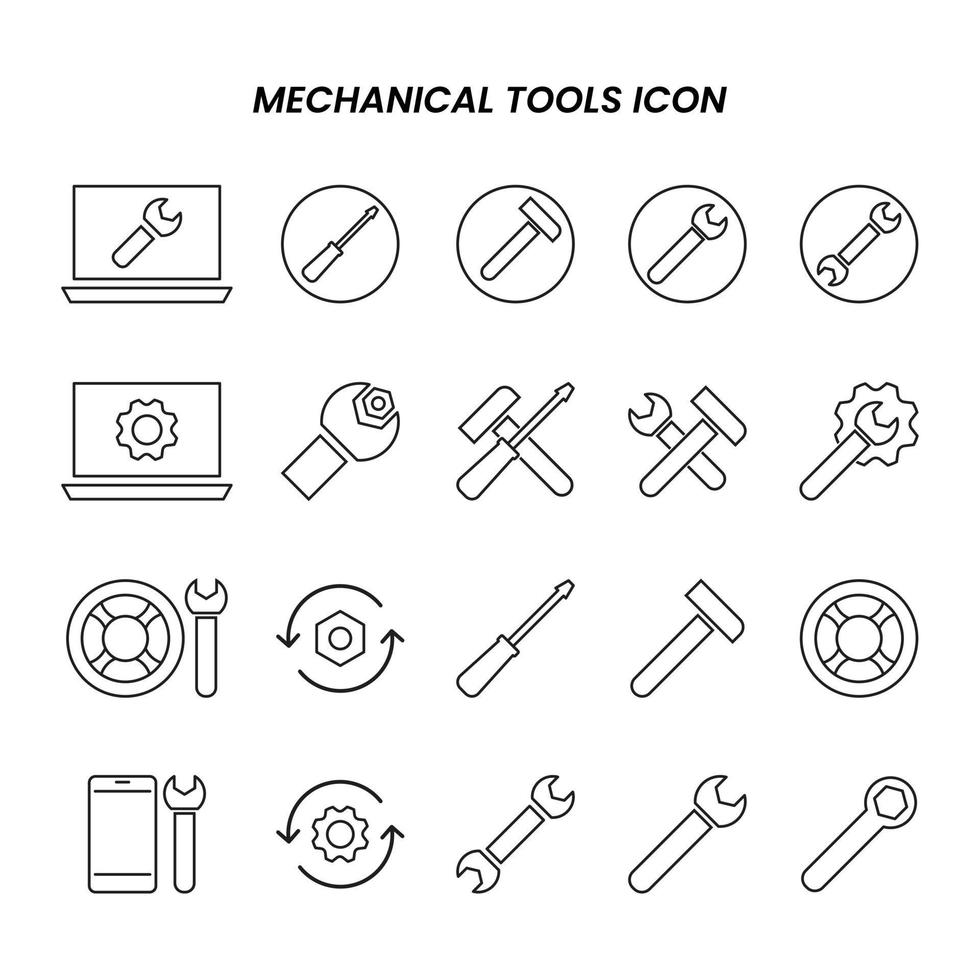 mechanische Werkzeuge setzen Vektor für Web, Präsentation, Logo, Symbol usw