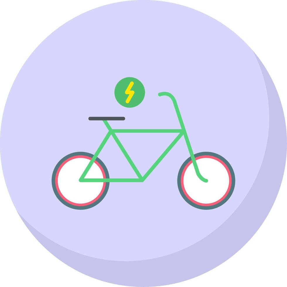 elektrisk cykel platt bubbla ikon vektor