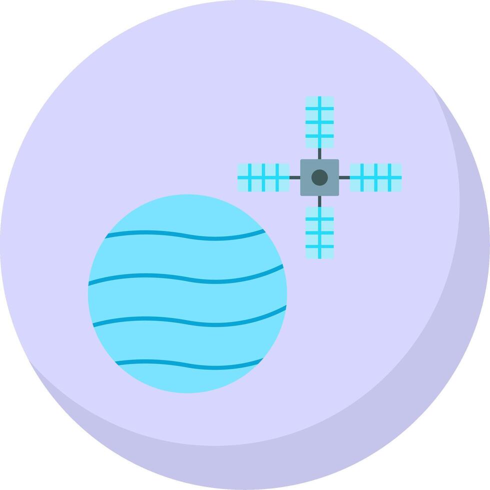 venus med satellit platt bubbla ikon vektor