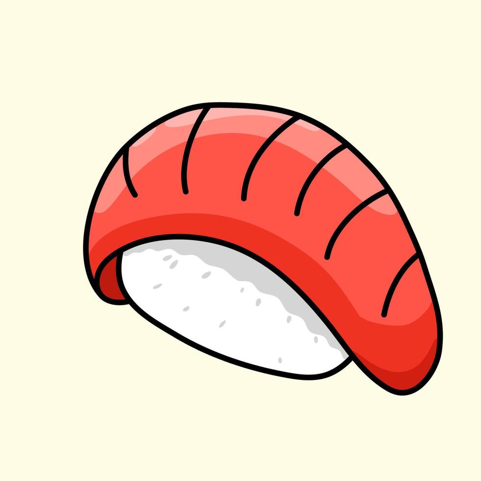 Fleisch Sushi Illustration können Sein benutzt wie Symbol und Clip Kunst, farbig Symbole auf Beige Hintergrund vektor