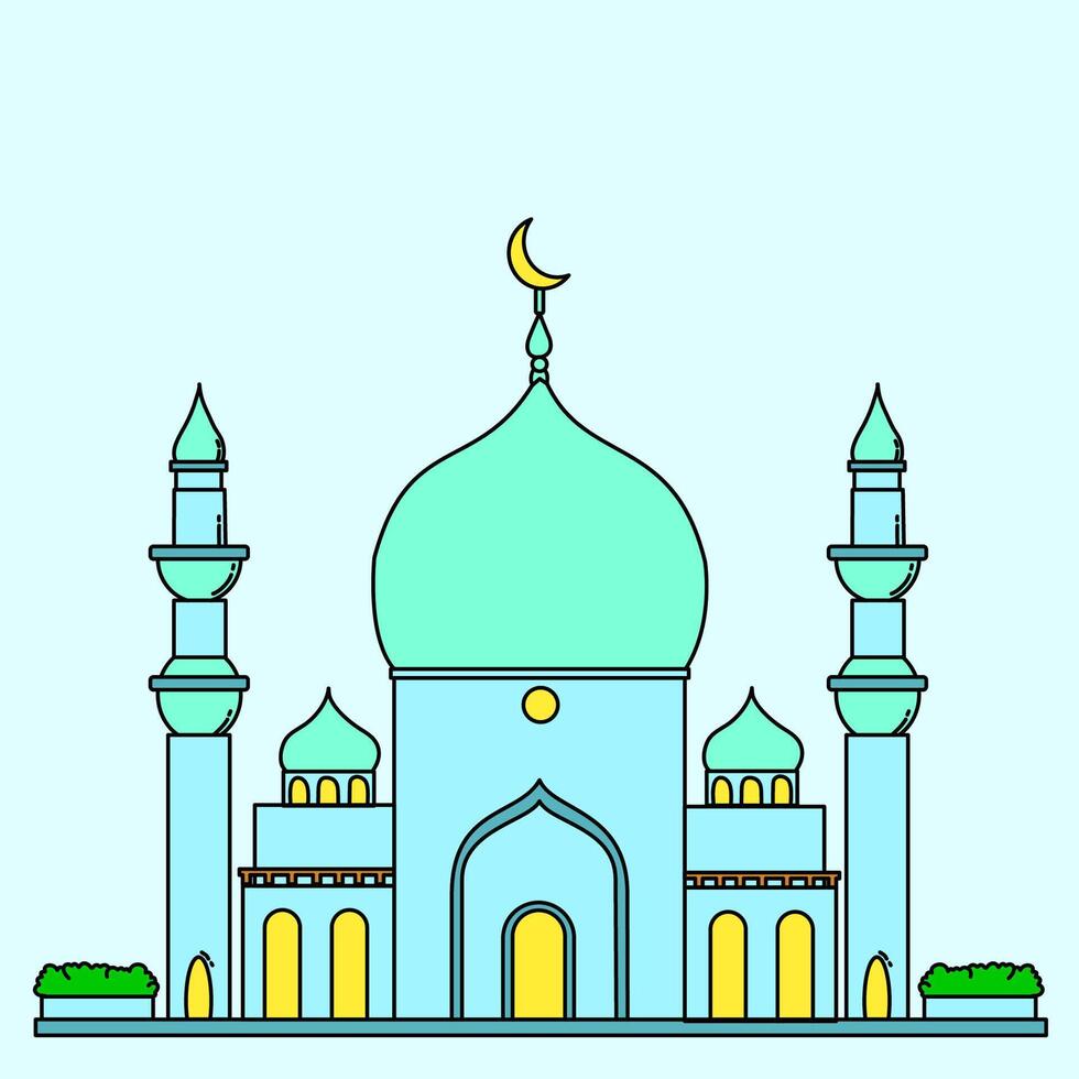 Ramadan und eid Mubarok Thema, Karikatur Illustration von ein Moschee, können Sein benutzt zum Banner und Plakate vektor