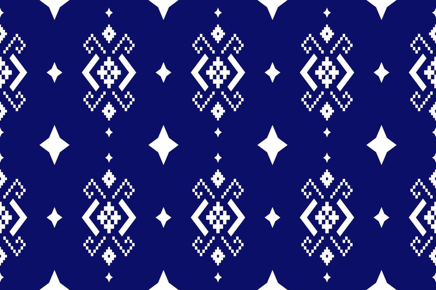 Indigo Marine Blau geometrisch traditionell ethnisch Muster Ikat nahtlos Muster Rand abstrakt Design zum Stoff drucken Stoff Kleid Teppich Vorhänge und Sarong aztekisch afrikanisch indisch indonesisch vektor