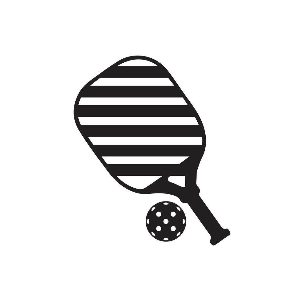 Pickleball Ball und Paddel isoliert Vektor auf Weiss, einfach Illustration von Ball mit Loch