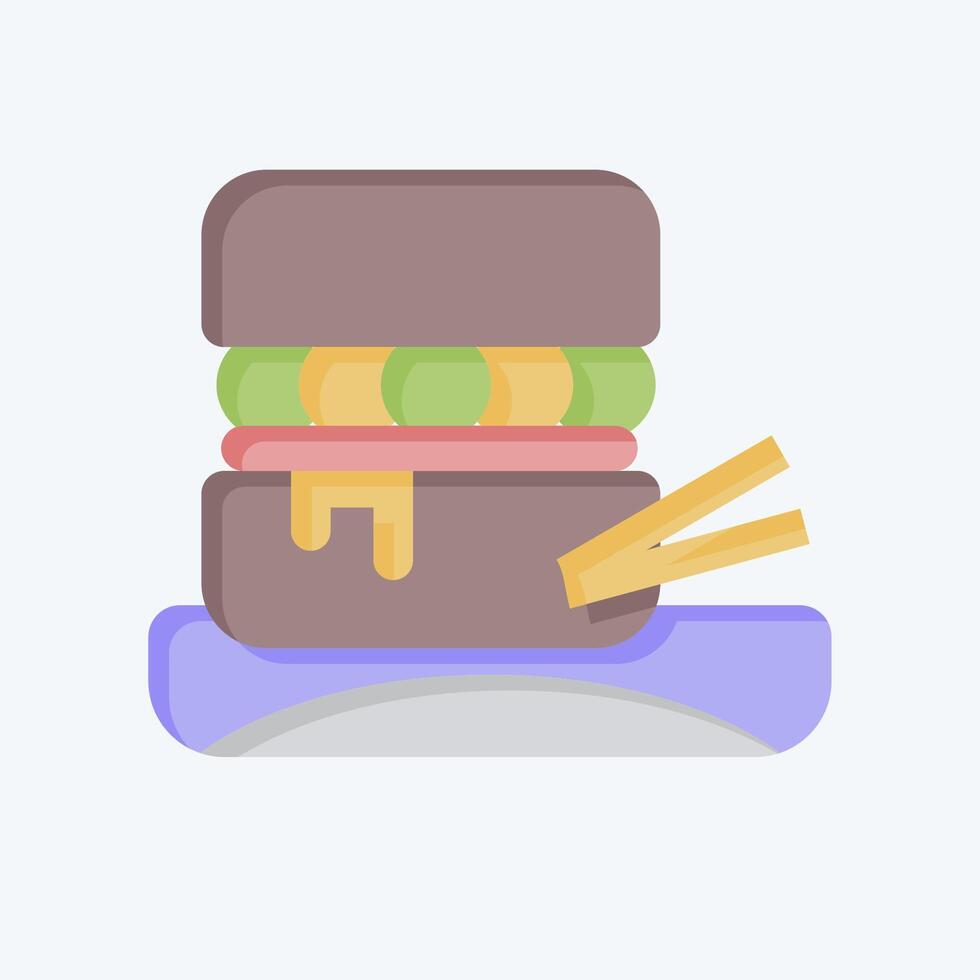 Symbol Hamburger. verbunden zu Picknick Symbol. eben Stil. einfach Design editierbar. einfach Illustration vektor