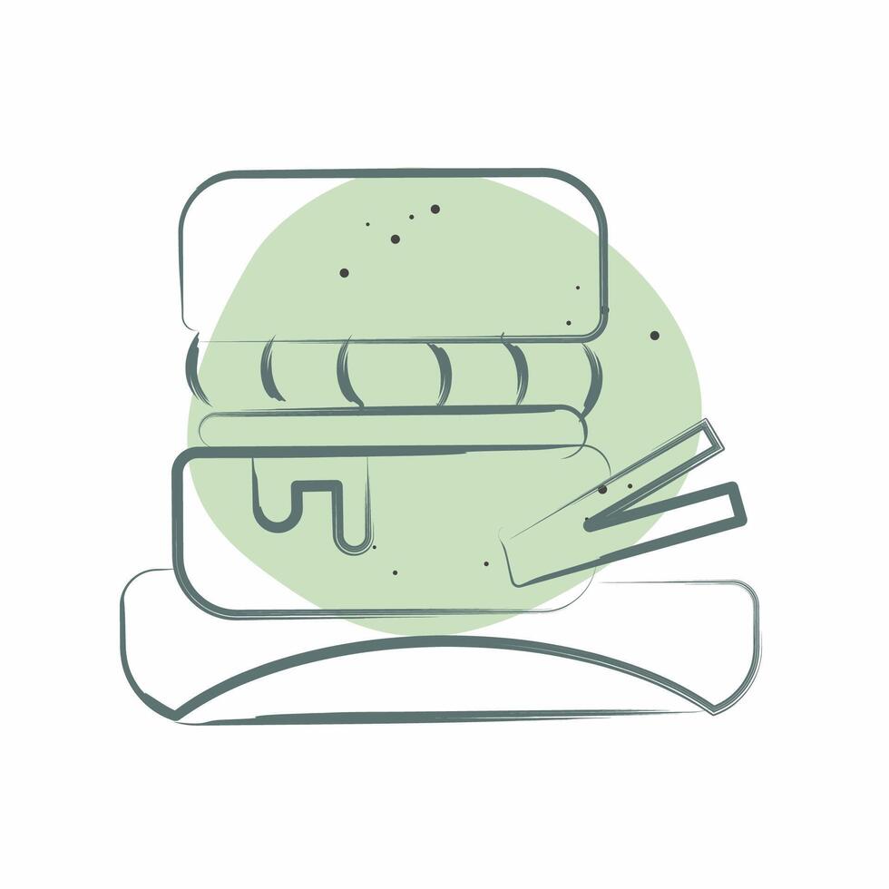 ikon hamburgare. relaterad till picknick symbol. Färg fläck stil. enkel design redigerbar. enkel illustration vektor