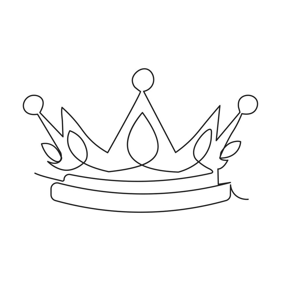kontinuerlig enda linje teckning av kunglig krona enkel kung krona översikt vektor konst illustration design.