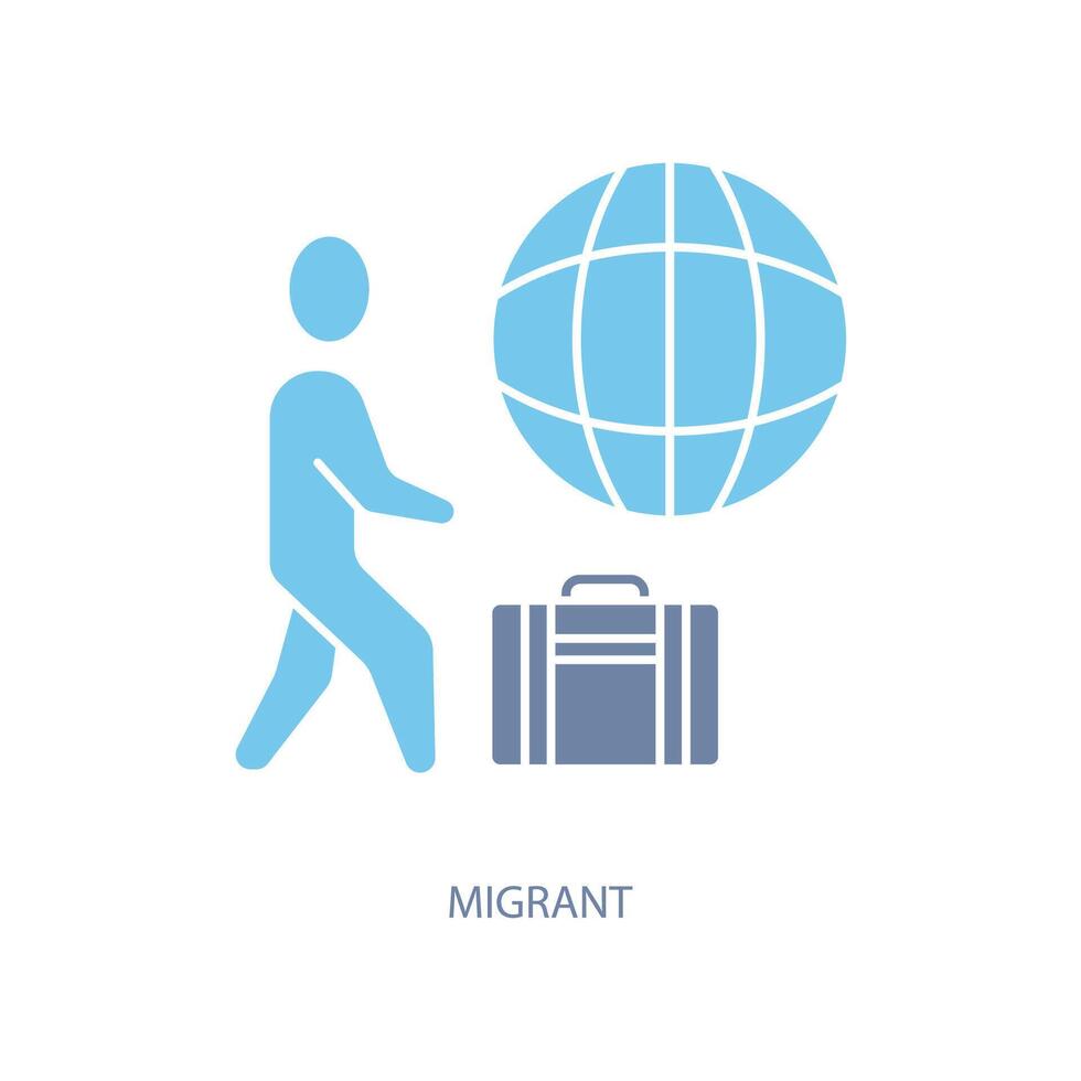 Migrant Konzept Linie Symbol. einfach Element Illustration. Migrant Konzept Gliederung Symbol Design. vektor