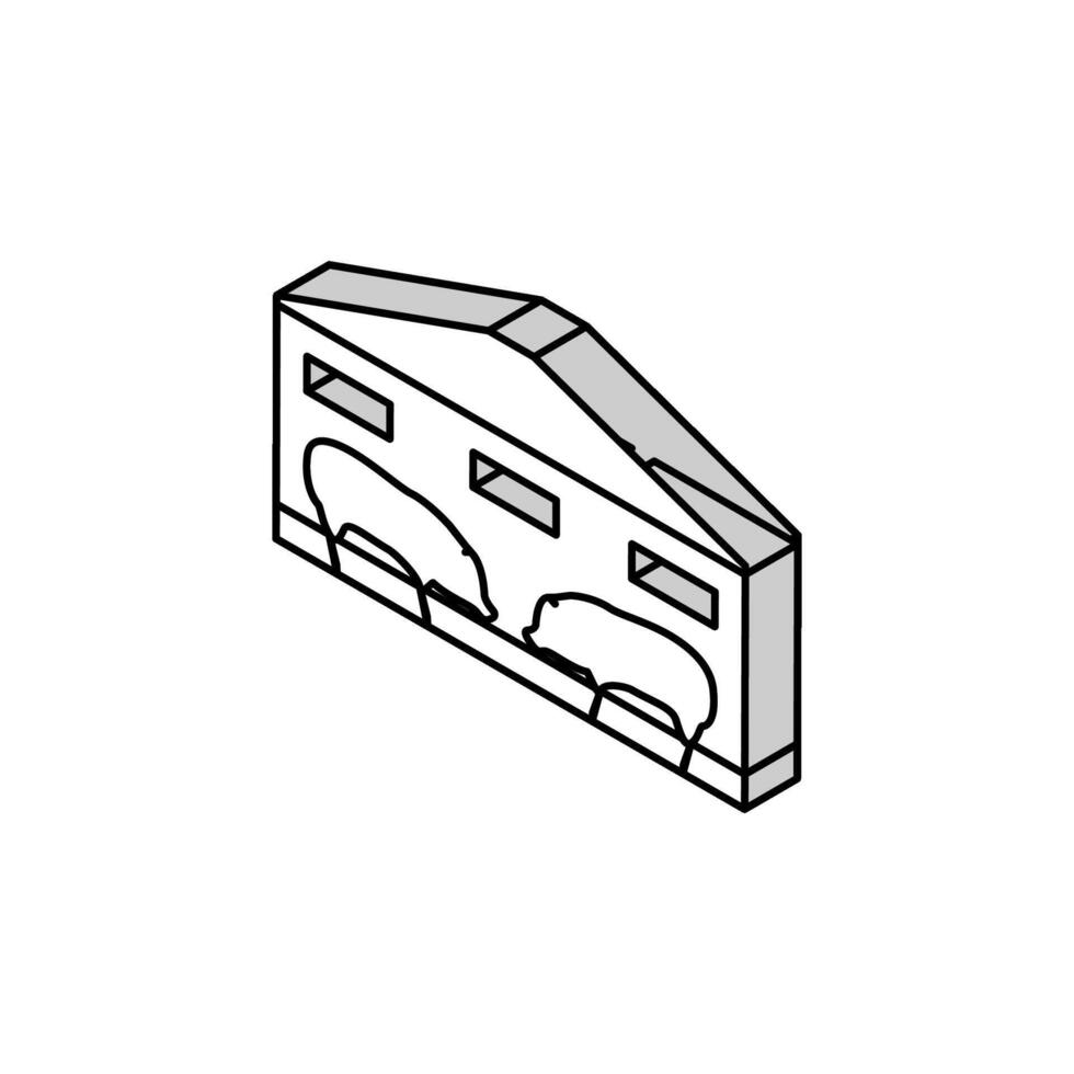 svinstyr bruka djur- isometrisk ikon vektor illustration