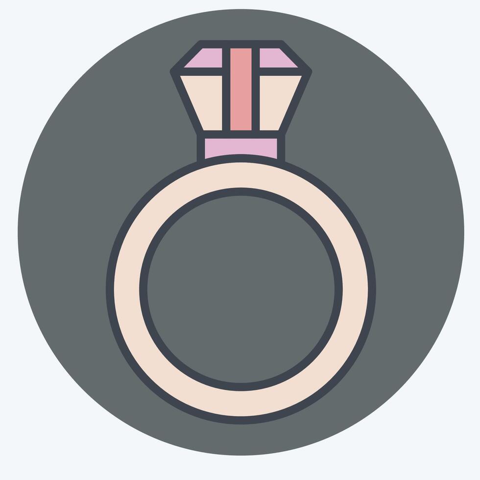 Symbol Diamant Ring. verbunden zu Mode Symbol. Farbe Kamerad Stil. einfach Design editierbar. einfach Illustration vektor