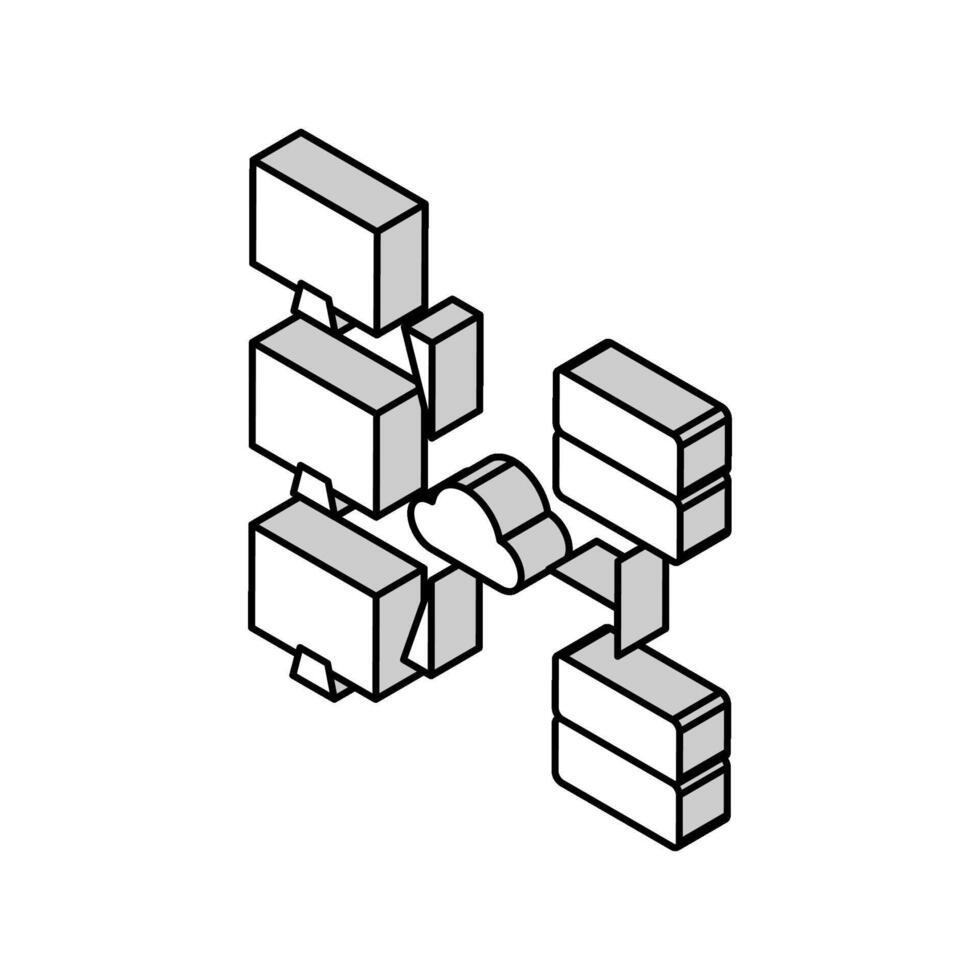Netzwerk Aufbau Reparatur Computer isometrisch Symbol Vektor Illustration