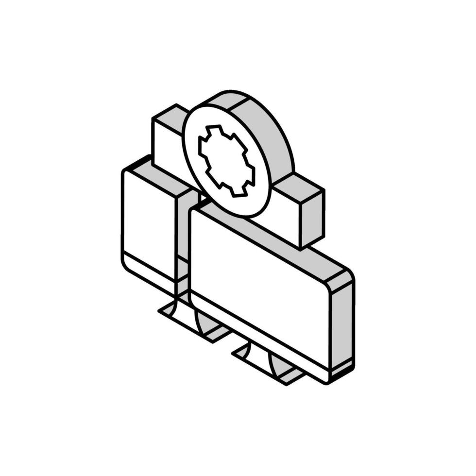 avlägsen bistånd reparera dator isometrisk ikon vektor illustration