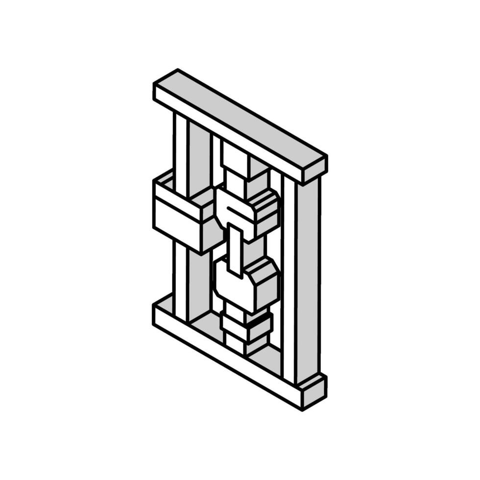 Trötthet testning material teknik isometrisk ikon vektor illustration