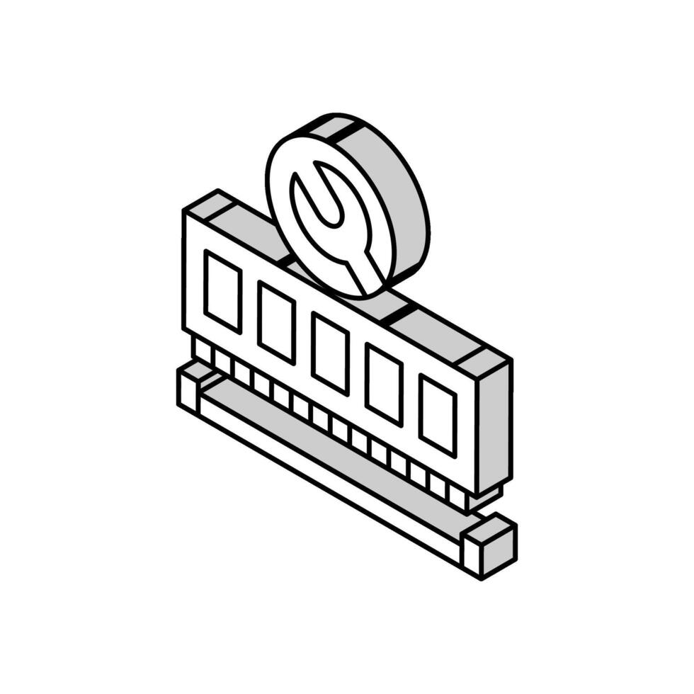 RAM Installation Reparatur Computer isometrisch Symbol Vektor Illustration